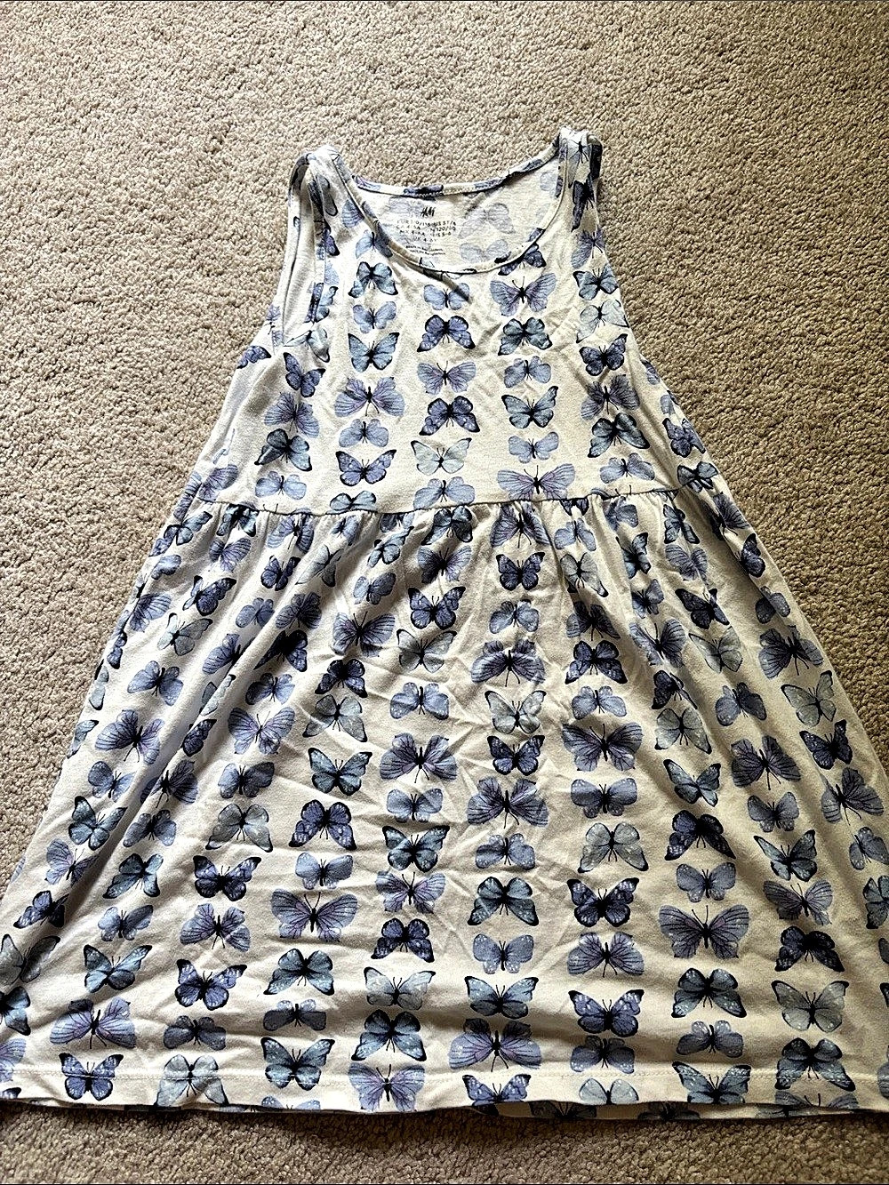 H&M Printed Cotton Dress Butterfly Print Casual Dress